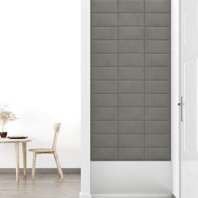 vidaXL Panele ścienne, 12 szt., jasnoszare, 30x15 cm, aksamit, 0,54 m²