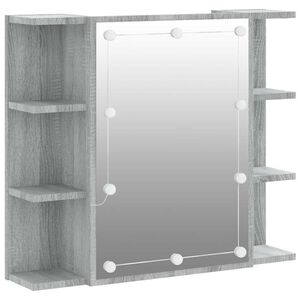 vidaXL Szafka z lustrem i LED, szary dąb sonoma, 70x16,5x60 cm