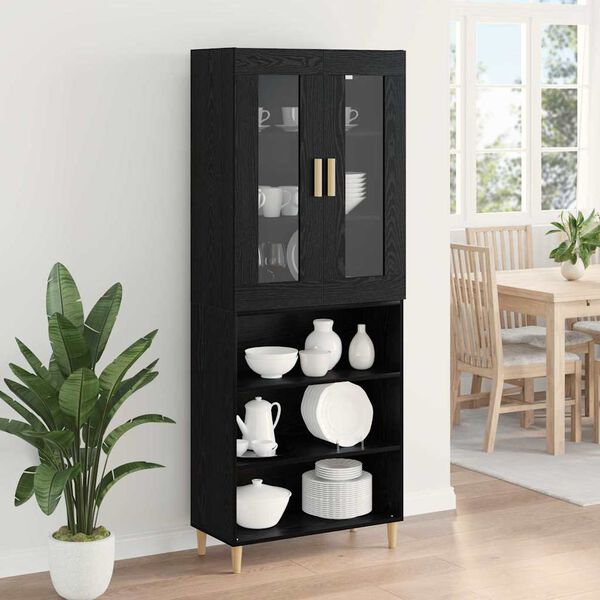 vidaXL Highboard Czarny Dąb 69,5 x 34 x 180 cm