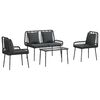 vidaXL Zestaw mebli ogrodowych 4 pcs Czarny i kremowy polirattan