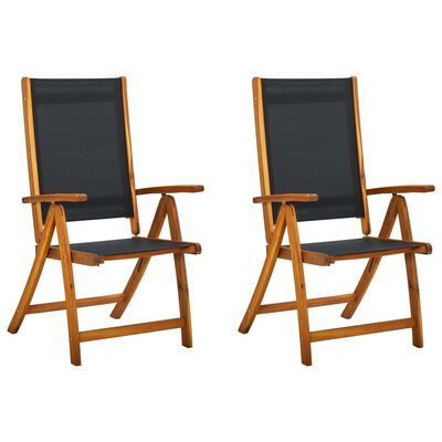 vidaXL Składane krzesła ogrodowe, 2 szt., drewno akacjowe i textilene