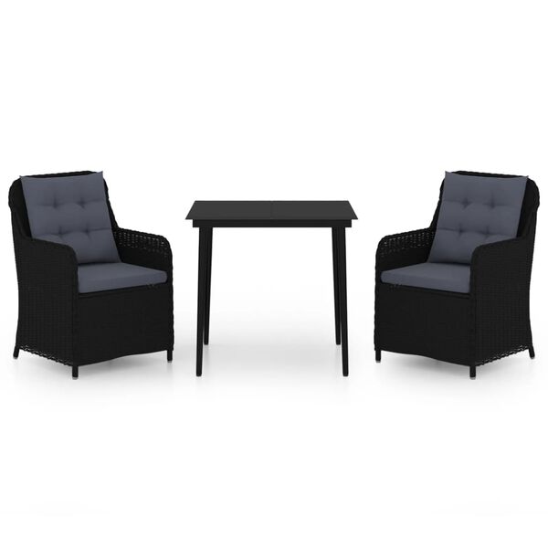 vidaXL 3-częściowy zestaw mebli ogrodowych, czarny