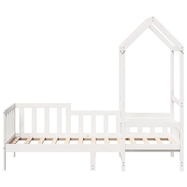 vidaXL Ł&oacute;żko dzienne z daszkiem, białe, 80x200 cm, lite drewno sosnowe