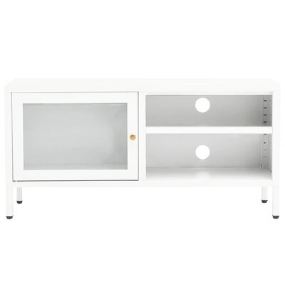 vidaXL Szafka pod telewizor, biała, 90x30x44 cm, stal i szkło