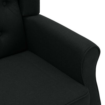 vidaXL Fotel masujący z podnóżkiem, czarny, obity tkaniną