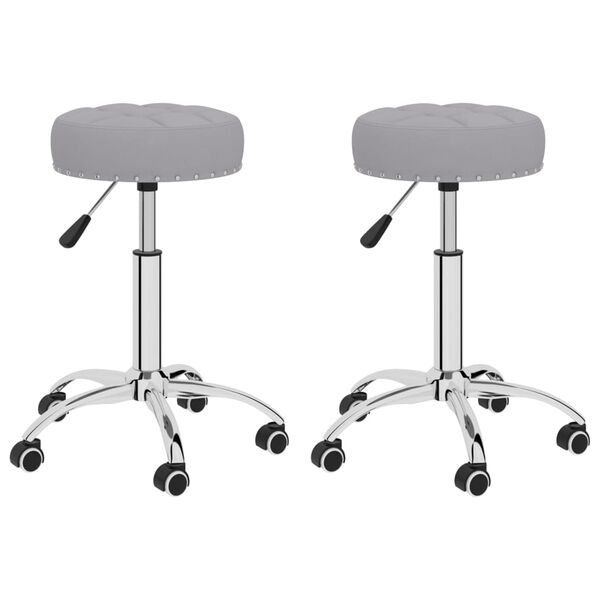 vidaXL Taborety obrotowe, 2 szt., szare, obite tkaniną