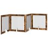 vidaXL Składana bramka dla psa z podp&oacute;rkami 4 pcs Dąb wędzony 401 cm