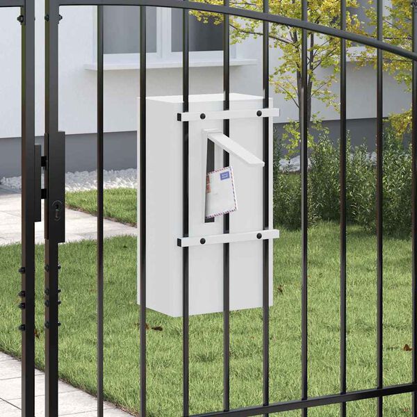 vidaXL skrzynka na listy Biały 30 x 23 x 55 cm Stal