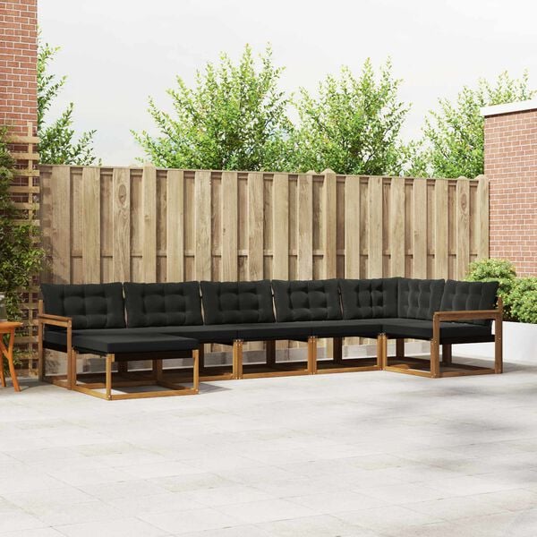 vidaXL Zestaw sof na zewnątrz z poduszką 21 pcs Naturalny i czarny