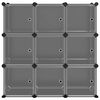 vidaXL Regał kostkowy z 9 przegrodami i drzwiczkami, czarny, PP