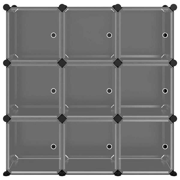 vidaXL Regał kostkowy z 9 przegrodami i drzwiczkami, czarny, PP