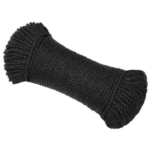 vidaXL Linka robocza, czarna, 6 mm, 500 m, polipropylen