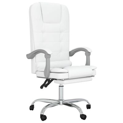 vidaXL Rozkładane, masujące krzesło biurowe, białe, sztuczna skóra