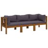 vidaXL 3-osobowa sofa ogrodowa z poduszkami, lite drewno akacjowe