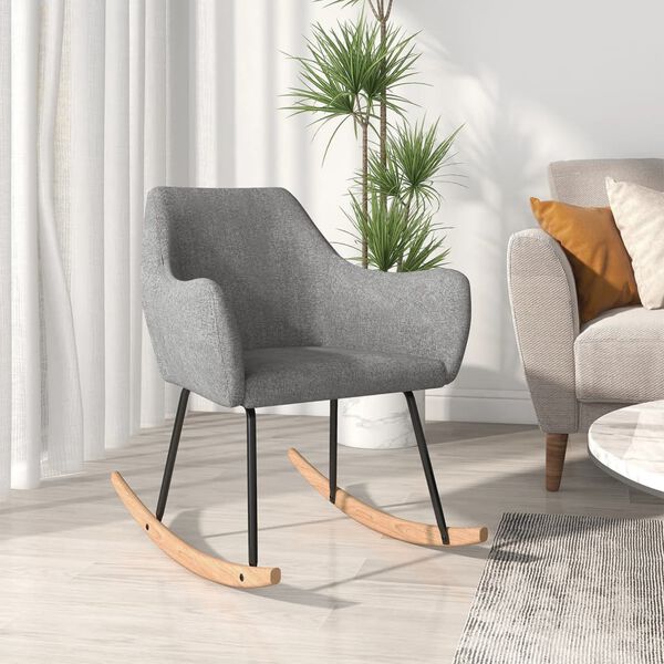 vidaXL Fotel bujany, jasnoszary, tapicerowany tkaniną