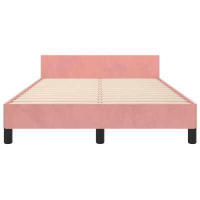 vidaXL Rama łóżka z wezgłowiem, różowa, 120x190 cm, aksamit