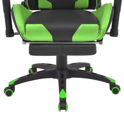 vidaXL Regulowane krzesło biurowe z podnóżkiem, zielone