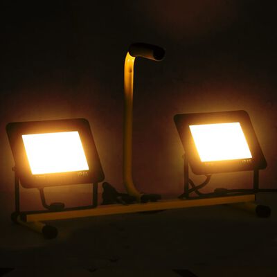 vidaXL Reflektor LED z uchwytem, 2x50 W, ciepłe białe światło
