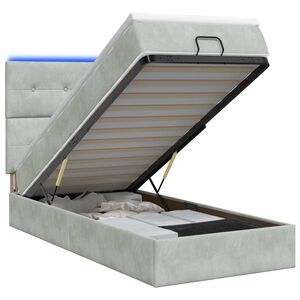 vidaXL Ł&oacute;żko z pojemnikiem i materacem LED jasnoszary 90 x 200 cm