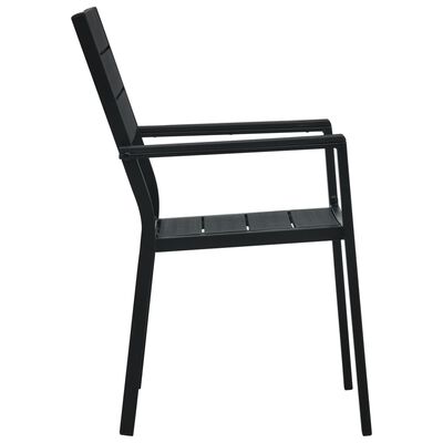 vidaXL Krzesła ogrodowe, 2 szt., czarne, HDPE o wyglądzie drewna