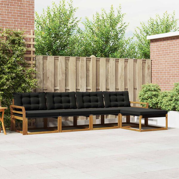 vidaXL Zestaw sof na zewnątrz z poduszką 5 pcs Naturalny i czarny