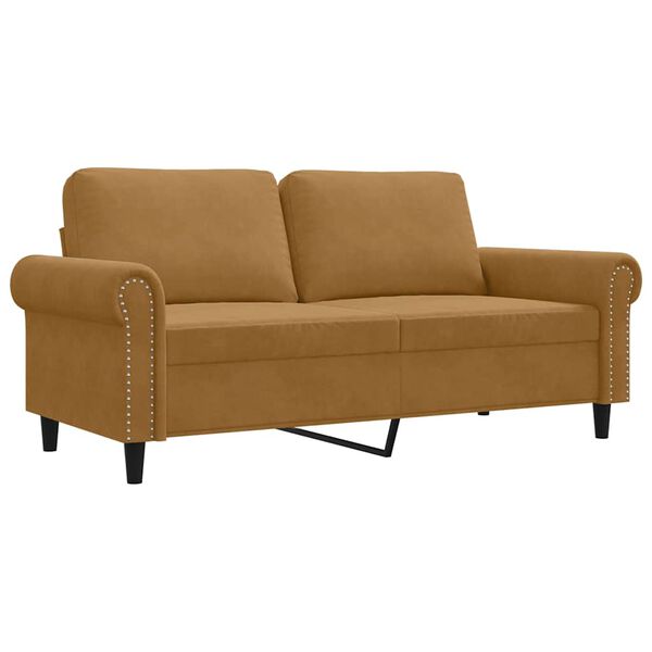 vidaXL Sofa 2-osobowa, brązowa, 140 cm, tapicerowana aksamitem