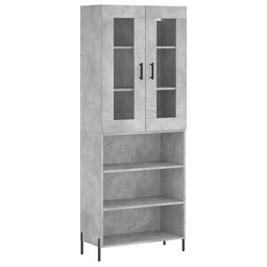 vidaXL Witrynka, szarość betonu 69,5x34x180 cm materiał drewnopochodny