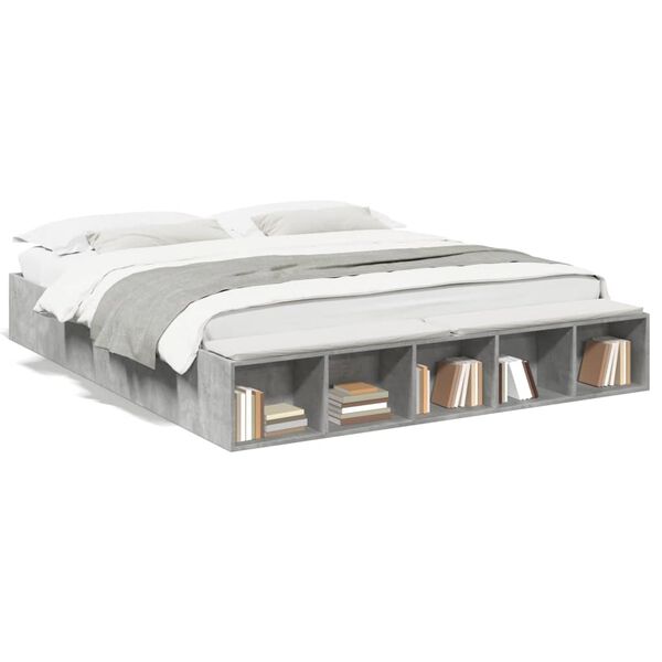 vidaXL Rama ł&oacute;żka, szarość betonu, 180x200 cm, materiał drewnopochodny