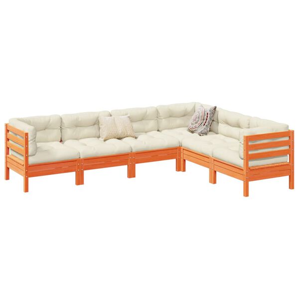 vidaXL 6-cz., ogrodowy zestaw wypoczynkowy z poduszkami, woskowy brąz