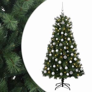 vidaXL Sztuczna choinka na zawiasach z bombkami 150 cm 150 LED