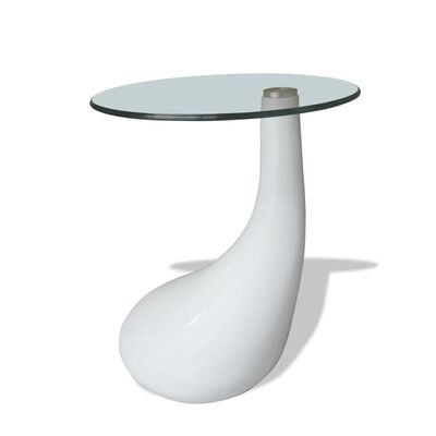 vidaXL Biały stolik kawowy z okrągłym, szklanym blatem, wysoki połysk