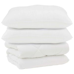 vidaXL Duvet z poduszkami z poduszką 3 pcs Biały Mikrofibra i Puch