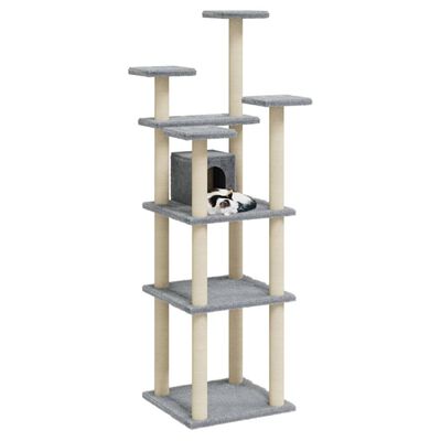 vidaXL Drapak dla kota z sizalowymi słupkami, jasnoszary, 171 cm