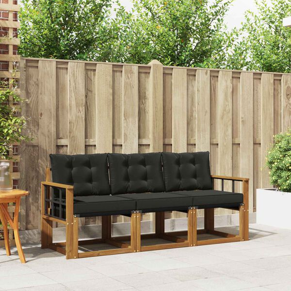 vidaXL Zestaw sof na zewnątrz z poduszką 3 pcs Naturalny i czarny