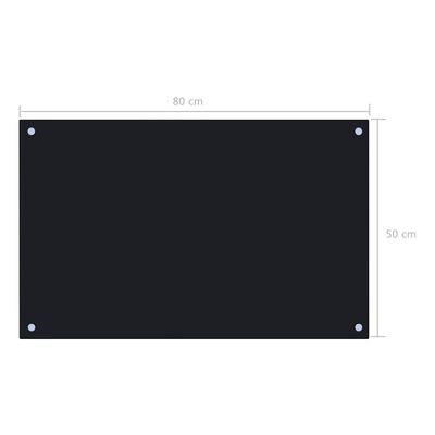 vidaXL Panel ochronny do kuchni, czarny, 80x50 cm, szkło hartowane