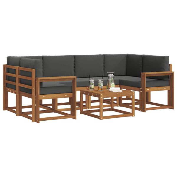 vidaXL Zestaw sof na zewnątrz z poduszką 7 pcs Naturalny i Antracytowy
