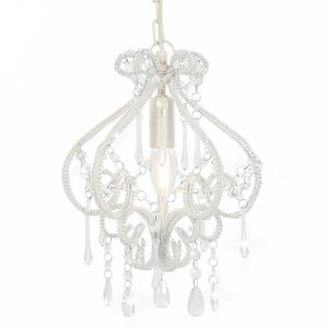 vidaXL Lampa sufitowa z koralikami, biała, okrągła, E14