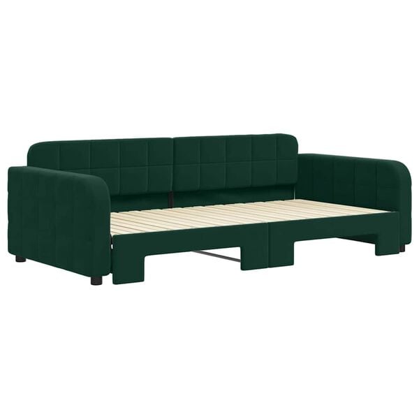 vidaXL Sofa rozsuwana, ciemnozielona, 100x200 cm, aksamit