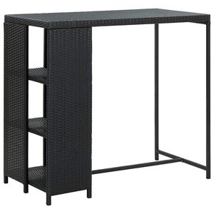 vidaXL Stolik barowy z p&oacute;łką, czarny, 120x60x110 cm, polirattan