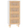vidaXL Szafka, biała, 40x30x90 cm, lita sosna i naturalny rattan