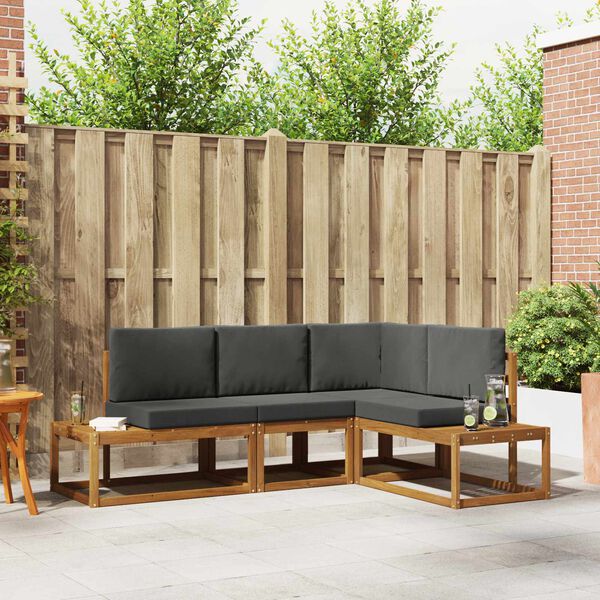vidaXL Zestaw sof na zewnątrz 4 Sztuka Naturalny i Antracytowy