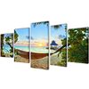 vidaXL Zestaw obraz&oacute;w Canvas 200 x 100 cm Plaża i Hamak