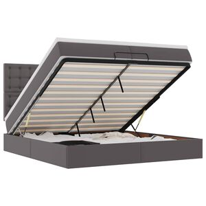 vidaXL Rama ł&oacute;żka otomana z materacami, szara, 200x200 cm, ekosk&oacute;ra