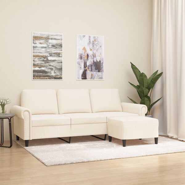 vidaXL Sofa 3-osobowa, kremowa, 180 cm, tapicerowana aksamit