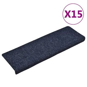 vidaXL Maty na schody samoprzylepne 15 szt. 65x21x4 cm Niebieskie prostokątne krawędzie