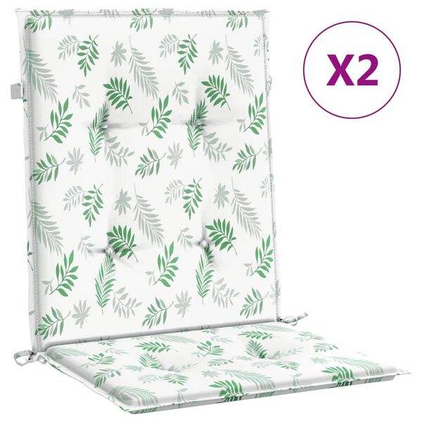 vidaXL Poduszki na krzesła z niskim oparciem, 2 szt., wz&oacute;r w liście