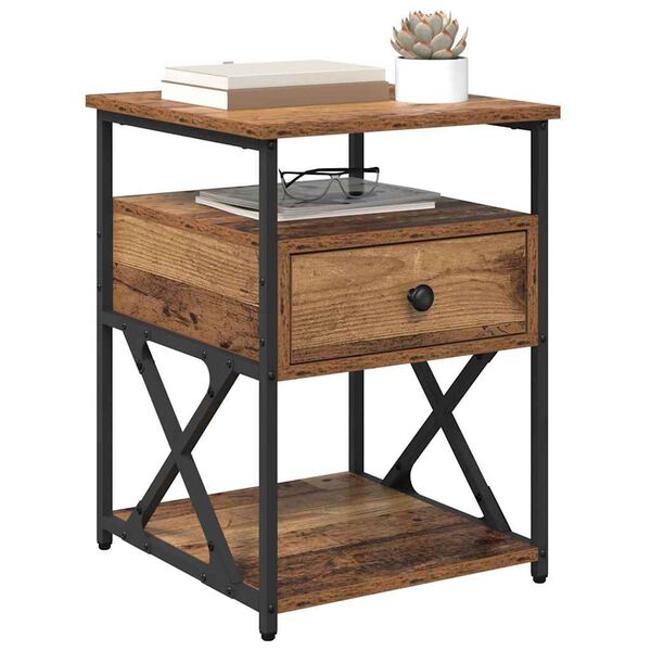 vidaXL Szafka Nocna z szufladą Stare drewno 40 x 42 x 55 cm