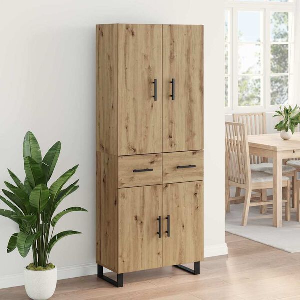 vidaXL Highboard z szufladą 2 pcs Dąb rzemieślniczy 69,5 x 34 x 180 cm