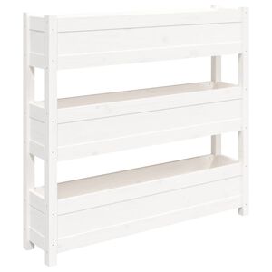 vidaXL Donica, biała, 112x25x104,5 cm, lite drewno sosnowe