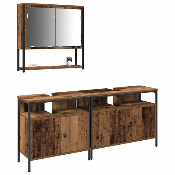 vidaXL Zestaw mebli łazienkowych 3 pcs Brązowy Materiał drewnopochodny